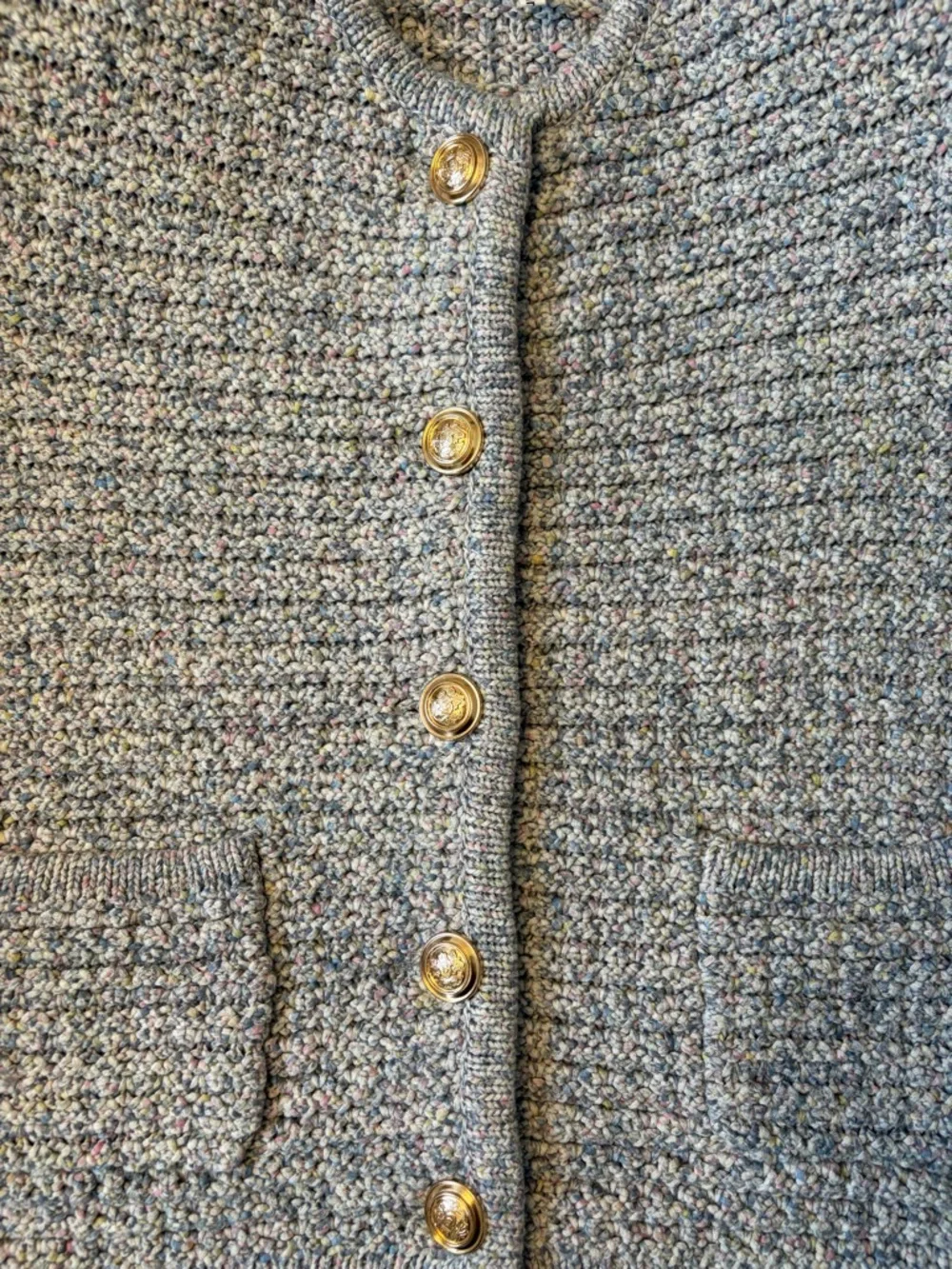 ba&sh Bash Guspa Multicolor Tweed Cardigan Jacket Gray Pastel Multi | size 1 / S - Picture 11 of 16